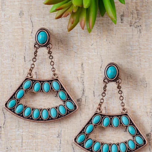 Turquoise Fan Earrings
