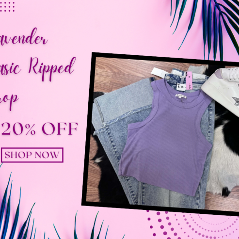 Lavender Basic Ripped Crop