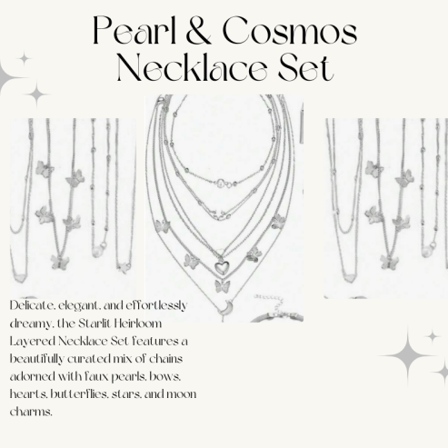 Pearl & Cosmos Necklace Set